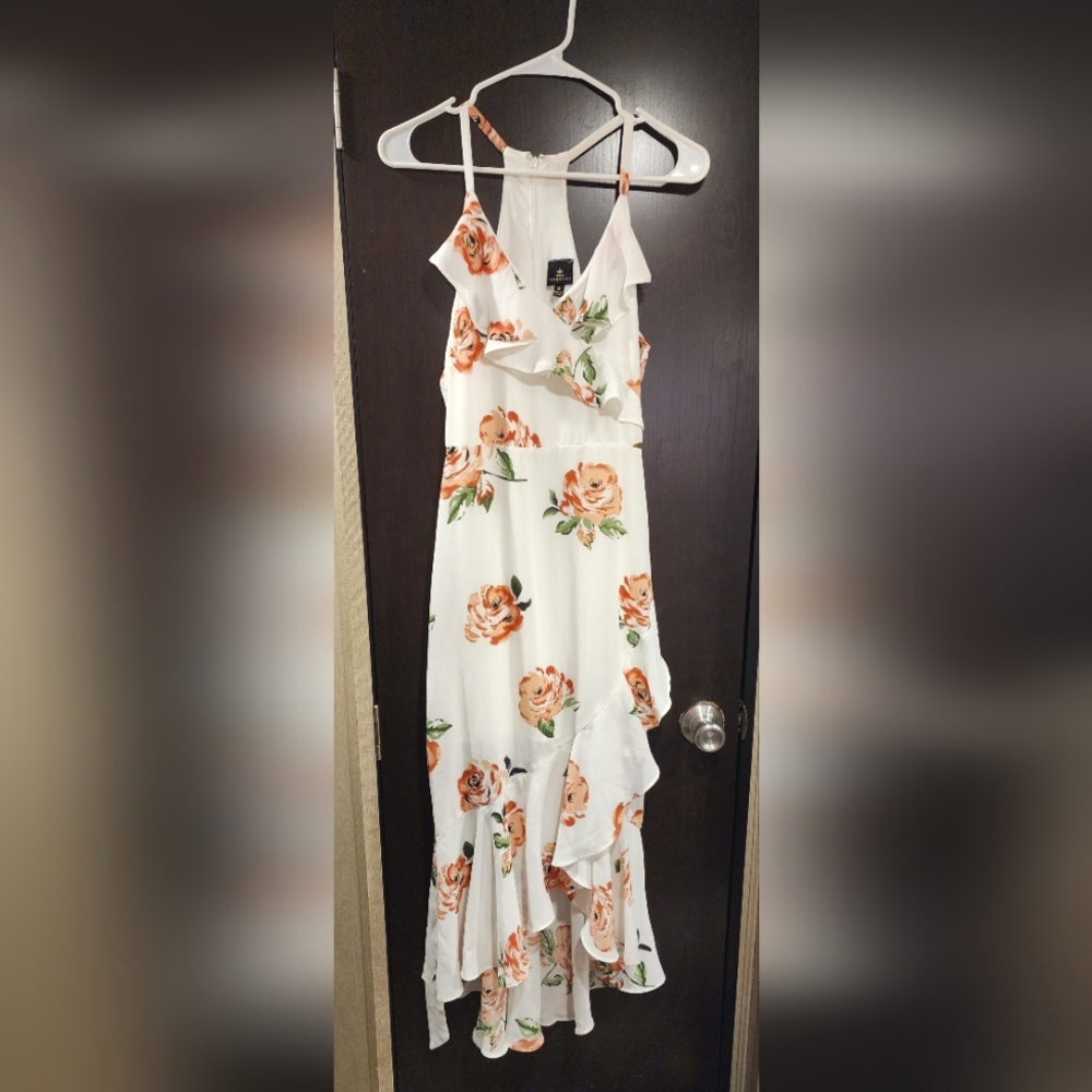 Disney Princess halter neck ruffled slit floral print dress,  size medium